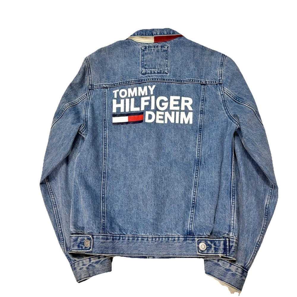 Tommy Hilfiger‎ Y2K Denim Trucker jacket Jean men Streetwear Workwear